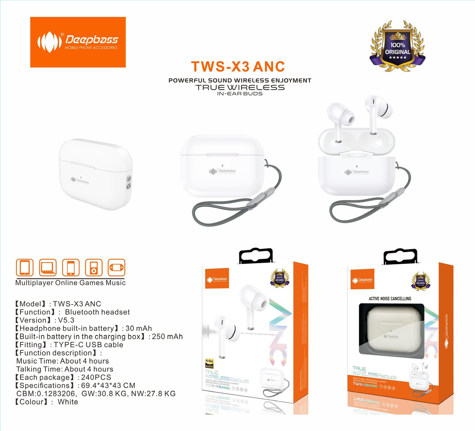 ECOUTEUR DEEPBASS X3 ANC