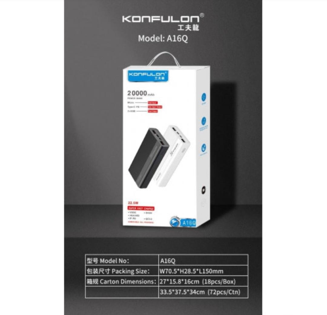 POWER BANK A16Q 20000 BLACK